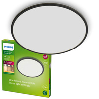 Záhradná lampa LED Plafon 15W 1300lm 2700K IP54 SceneSwitch Black SuperSlim Philips