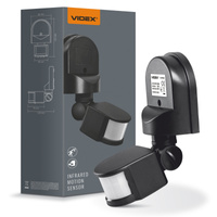 Vonkajší svetelný senzor pohybu a súmraku 1200W čierny IP44 VL-SPW2B Videx