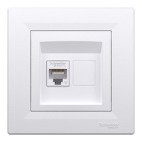 RJ45 cat. 6 UTP počítačová zásuvka s rámčekom biela SCHNEIDER ASFORA