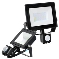 LED reflektor Vonkajšie záhradné svietidlo 30W 2505lm 6500K Studené 120° so senzorom pohybu IP44 IK05 Čierna MHC Kobi