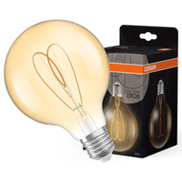 Dekoratívna LED žiarovka G95 Sphere E27 4,9W = 40W 470lm 2200K teplá biela CRI90 300° Amber Dimmable Vintage 1906 Osram