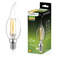 LED žiarovka E14 sviečka BA35 7W = 60W 806lm 3000K teplá biela 360° FILAMENT LUMILED