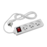 Sieťový predlžovací kábel Zástrčka - 3x zásuvka s uzemnením a vypínačom Napájacia lišta 1,5m 3x1mm 13A biela