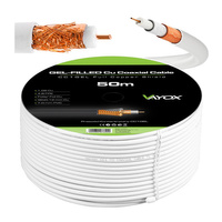 Anténny koaxiálny kábel Medený gél CU Pozemné vysielanie 4K Full HD White 50M VAYOX