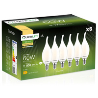 6x LED žiarovka E14 Candle BA35 7W = 60W 806lm 3000K teplá biela 360° LUMILED