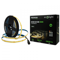 LED pásik COB 7W/m 630lm/m 320LED/m 24V 3000K, teplá biela IP20 Roll 5m + napájací zdroj + diaľkové ovládanie Ecolight