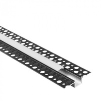 Hliníkový LED profil pre sadrokartón REGIPS Zapustená zapustená montáž Čierna 1m s mliečnym tienidlom pre LED pásy + krytky Ecolight GP series