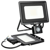 LED reflektor Vonkajšie záhradné svietidlo 30W 2550lm 6500K Studené 120° so senzorom pohybu a súmraku IP65 Čierna MHC Kobi