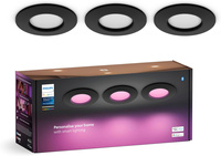 3x LED panel zapustený do podhľadu 8,3 W 1000 lm IP44 Biela a farebná atmosféra RGB + TW Black Smart SMART Zigbee Bluetooth Slim Downlights Philips HUE