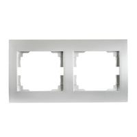 Horizontálny dvojitý rámik na povrchovú montáž pre zásuvku LOGI Kanlux Silver