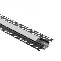 Hliníkový LED profil pre sadrokartón REGIPS široký pod omietku čierny 2 m s matným difúzorom pre LED pásy + krytky Ecolight GPS series