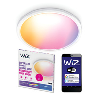 Plafond LED stropné svietidlo 32W 3750lm 2700-6500K RGB + TW 54,5cm White Round Smart SMART WiFi Bluetooth App Superslim WiZ