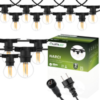 Záhradná vonkajšia svetelná reťaz Girland 20m 20x žiarovky E27 7W 3000K NARCI Lumiled