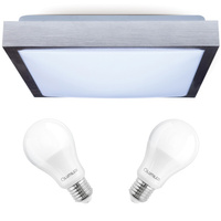LED stropné svietidlo 41cm 2x E27 Chrome Square + 2x LED žiarovka 10W 3000K Lumiled