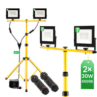 LED reflektor 2x 30W Pracovná LED lampa Stavebný statív 6500K