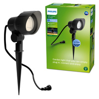 LED reflektorová záhradná lampa 6W 600lm 2700K IP44 čierna nízkonapäťová 12V Philips