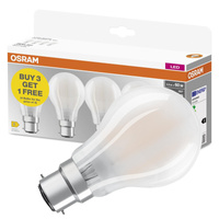 4x LED žiarovka A60 B22d 6,5W = 60W 806lm 2700K teplá biela 300° BASE Osram