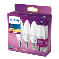 Sada 3x LED žiarovka E14 B35 4,9W = 40W 470lm 2700K teplá biela matná PHILIPS