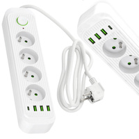Sieťový predlžovací kábel 4x uzemnená zásuvka USB Power Strip On/Off Switch 1,5 m White Connecto Kobi