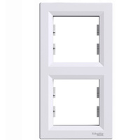 Vertikálny 2gangový rám pre dvojzásuvku Asfora biely