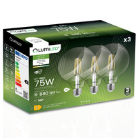 3x LED žiarovka E27 Sphere G95 8W = 75W 880lm 4000K neutrálna biela 360° FILAMENT LUMILED