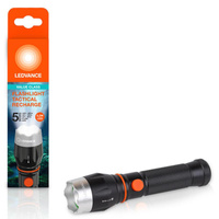 LED taktické pátracie svetlo Ručné dobíjateľné 3,2W 300lm 6500K studená biela čierna baterka Ledvance