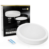 LED stropný plafón do kúpeľnepovrchovou montážou 24W 2520lm 4000K 120° so senzorom pohybu a súmraku biely IP65 Nairos Kobi