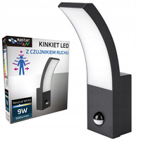 Záhradné nástenné svietidlo LED 9W 800lm 4000K, neutrálna biela 120° čierne IP54 so senzorom pohybu Loreto Masterled