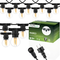 Záhradná vonkajšia svetelná reťaz Girland 15 m 15x žiarovky E27 7W 4000K NARCI Lumiled