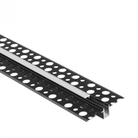 Hliníkový LED profil pre sadrokartón REGIPS Zapustená zapustená montáž Čierna 2m s tienidlom z mliečneho skla pre LED pásy + krytky Ecolight GPW séria