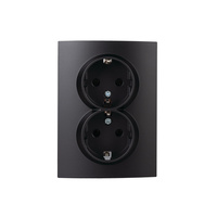 Sieťová zásuvka dvojitá 16A s uzemnením obdĺžniková čierna LOGI Kanlux