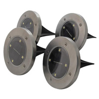 Sada 4x solárne záhradné svetlá LED poháňané disky 0,4W 5500-6000K studené so súmrakovým senzorom IP54 čierne Masterled