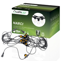 Záhradná vonkajšia svetelná reťaz Girland 10 m 10x E27 NARCI Lumiled