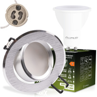 TRIX 3v1 GU10 6W 4000K Brushed Silver Okrúhle halogénové svietidlo LUMILED na zapustenie