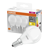 3x LED žiarovka P45 guľka E14 4,9W = 40W 470lm 2700K teplá biela 150° BASE Osram
