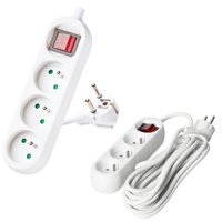Sieťový predlžovací kábel 3x uzemnená zásuvka Power Strip On/Off Switch 5m White Linea Kobi
