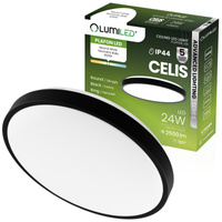 LED stropný plafón s povrchovou montážou 24W 4000K CELIS Round IP44 Black Ring ALS LUMILED