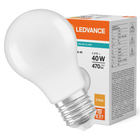 LED žiarovka E27 A60 4,9W = 40W 470lm 2700K teplá biela 180° Ledvance