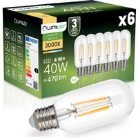 6x LED žiarovka E27 T45 FILAMENT 4W = 40W 470LM 3000K teplá biela 360° Dekoratívna LUMILED