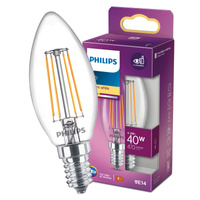 LED žiarovka E14 sviečka B35 4,3W = 40W 470lm 2700K teplá biela FILAMENT LED Classic Philips