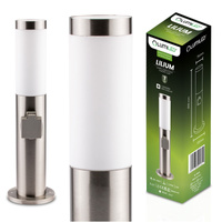 Vonkajšie záhradné svietidlo E27 INOX PIPE 45cm s 230V zásuvkou Lilium Lumiled