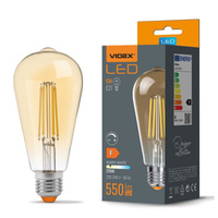 LED žiarovka E27 ST64 Edison 6W = 44W 550lm 2200K teplá biela 360° FILAMENT Amber Dimmable Videx