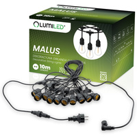 MALUS Vonkajšia záhradná svetelná reťaz 10 m 10x E27 Lumiled
