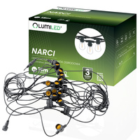 Záhradná vonkajšia svetelná reťaz Girland 15 m 15x E27 NARCI Lumiled