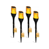 Sada 4x LED záhradná pochodeň Solárna tyč 65 cm Plameň Súmrak Senzor