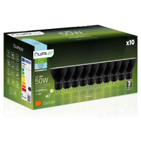 10x LED GU10 reflektor PAR16 6W = 50W 580lm 6500K studená biela 120° čierna LUMILED