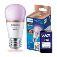 LED žiarovka E27 guľka P45 4,9W = 40W 470lm 2200-6500K RGB + TW Smart SMART WiFi Bluetooth App WiZ Philips