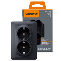 Kontakt 16A dvojitá zásuvka pod omietku čierna BINERA VIDEX