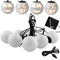 Vianočná girlanda 8x LED na batérie dekoratívni snehuliaci duchovia 4,33 m hrajúci bielo +USB C