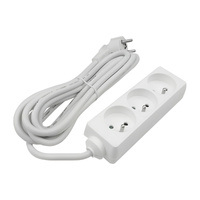 Sieťový predlžovací kábel Zástrčka - 3x uzemnená zásuvka Napájací pásik 3m 3x1,5mm 16A biely